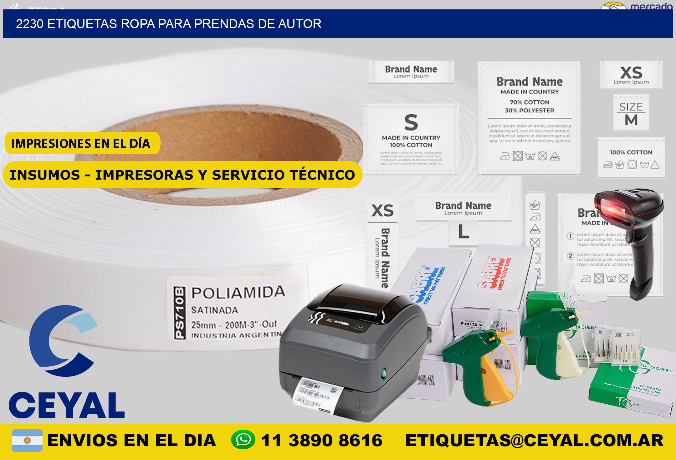 2230 Etiquetas ropa para prendas de autor