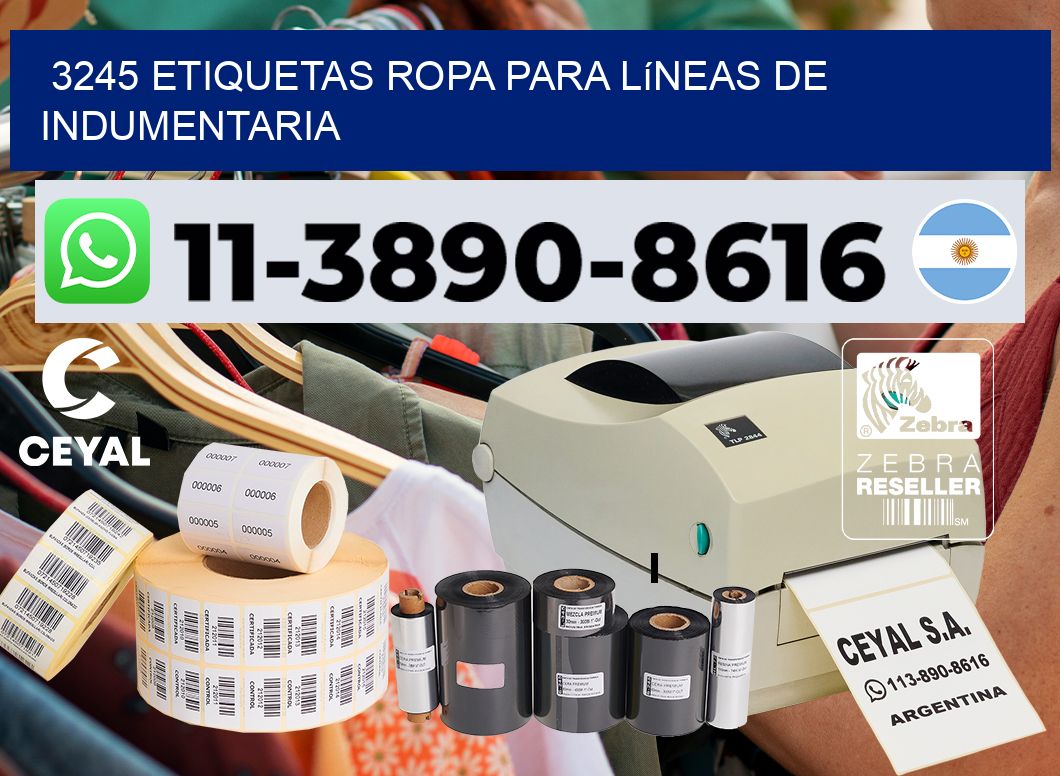 3245 Etiquetas ropa para líneas de indumentaria
