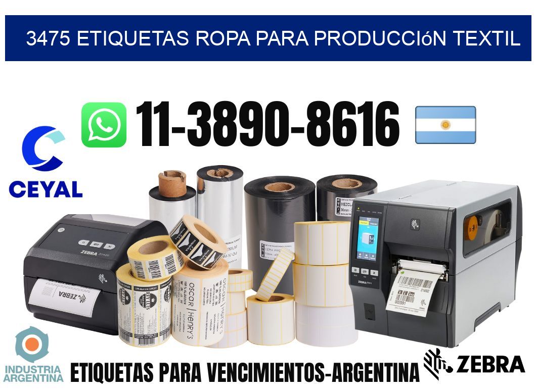 3475 Etiquetas ropa para producción textil