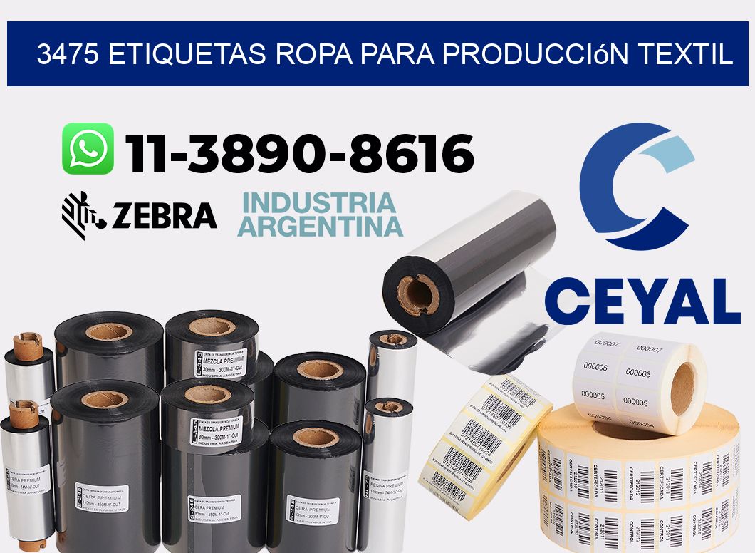 3475 Etiquetas ropa para producción textil