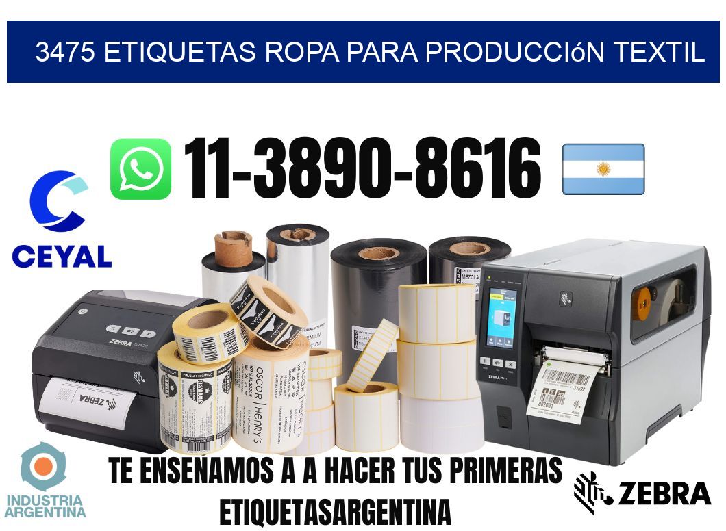 3475 Etiquetas ropa para producción textil