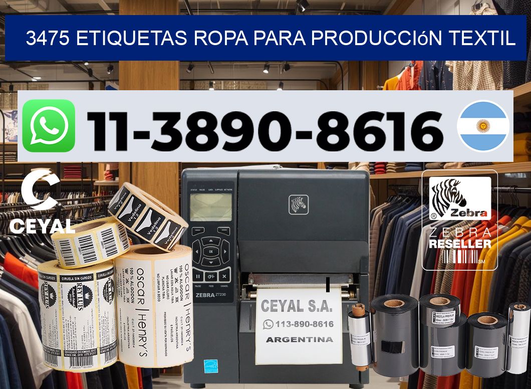 3475 Etiquetas ropa para producción textil