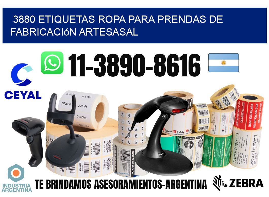 3880 Etiquetas ropa para prendas de fabricación artesasal