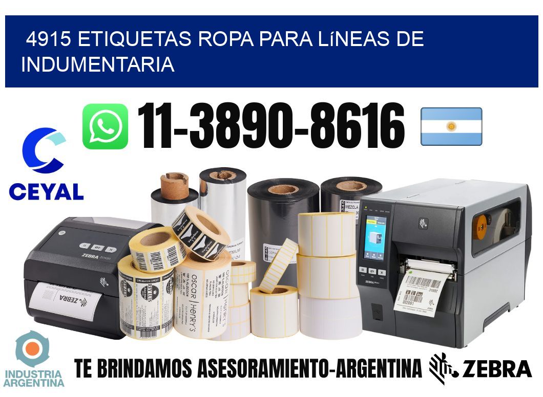 4915 Etiquetas ropa para líneas de indumentaria