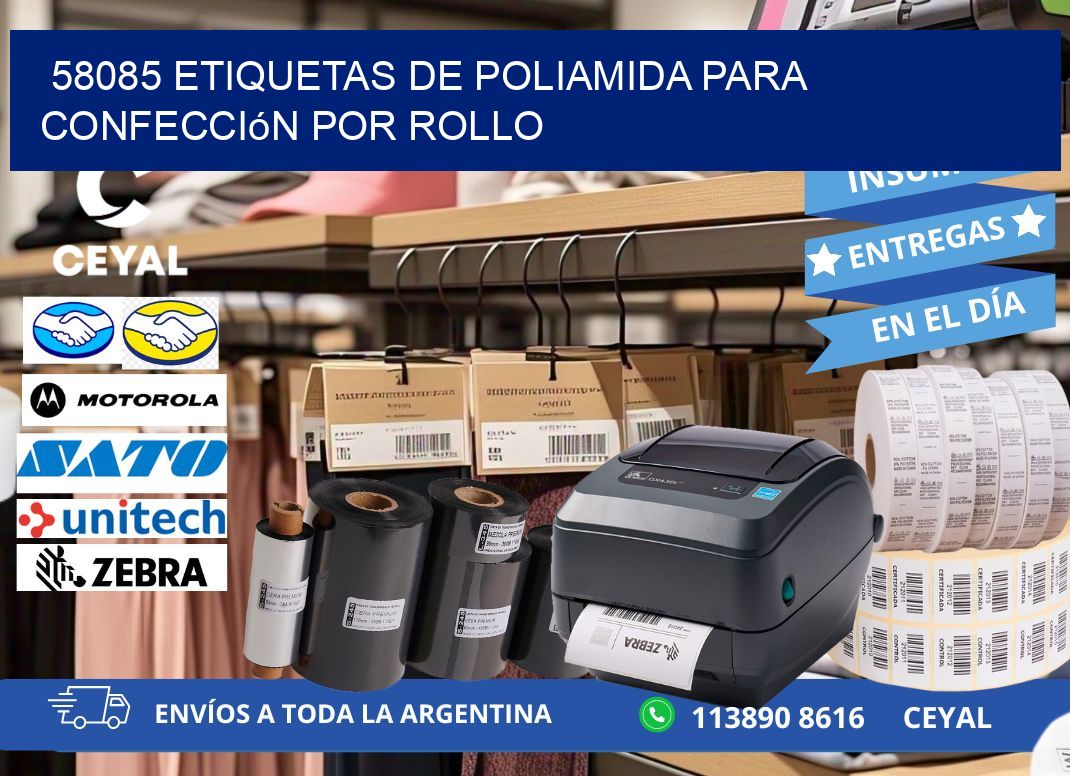 58085 etiquetas de poliamida para confección por rollo