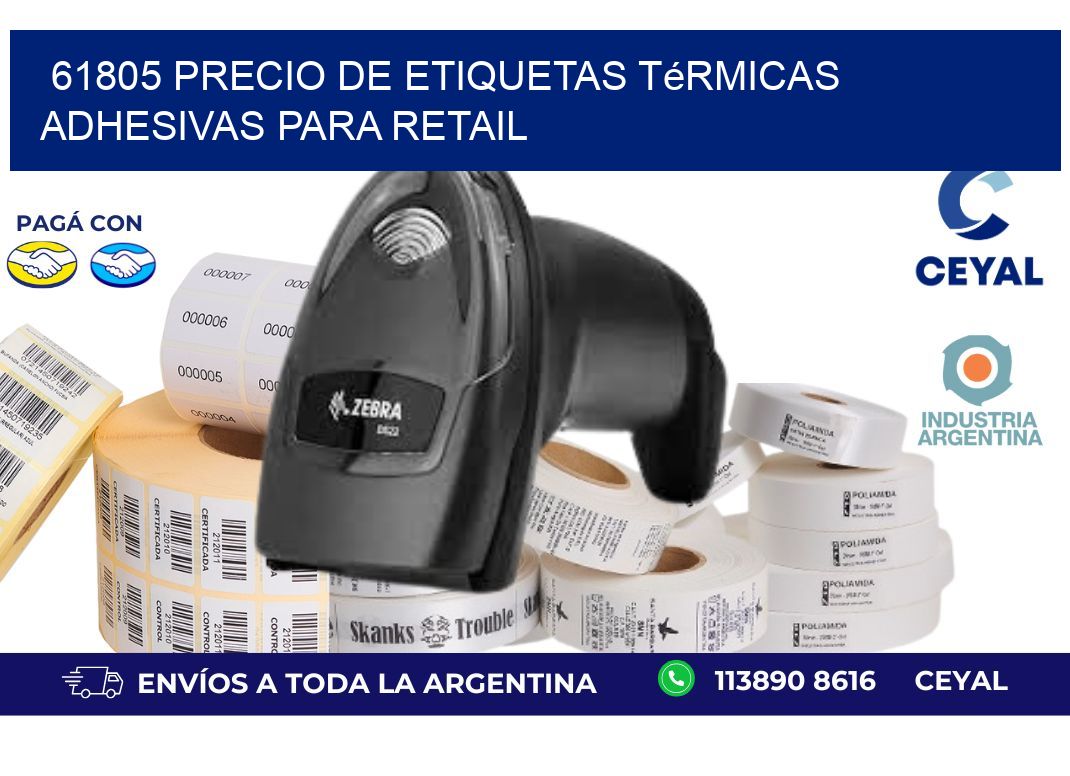 61805 precio de etiquetas térmicas adhesivas para retail