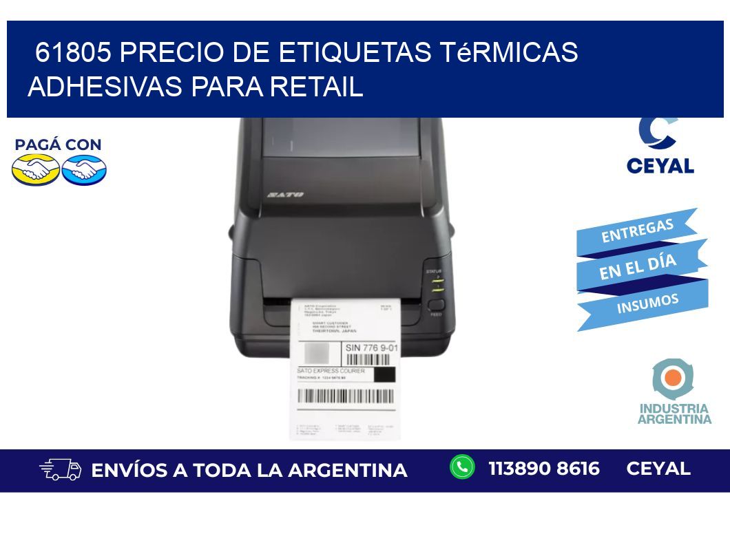 61805 precio de etiquetas térmicas adhesivas para retail