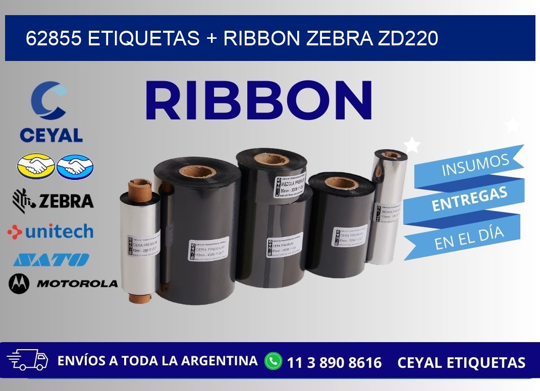 62855 etiquetas + ribbon zebra zd220