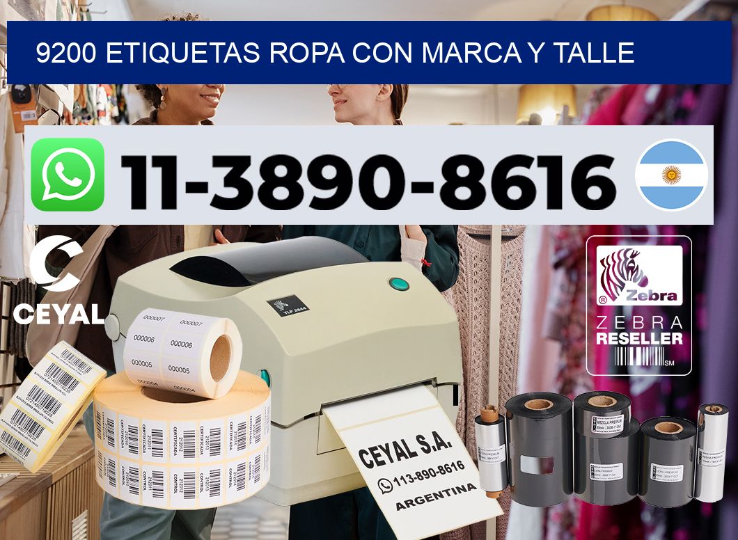 9200 Etiquetas ropa con marca y talle