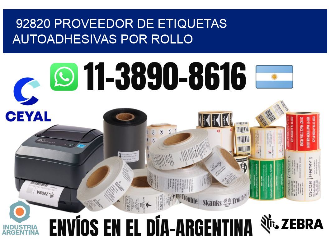 92820 proveedor de etiquetas  autoadhesivas por rollo