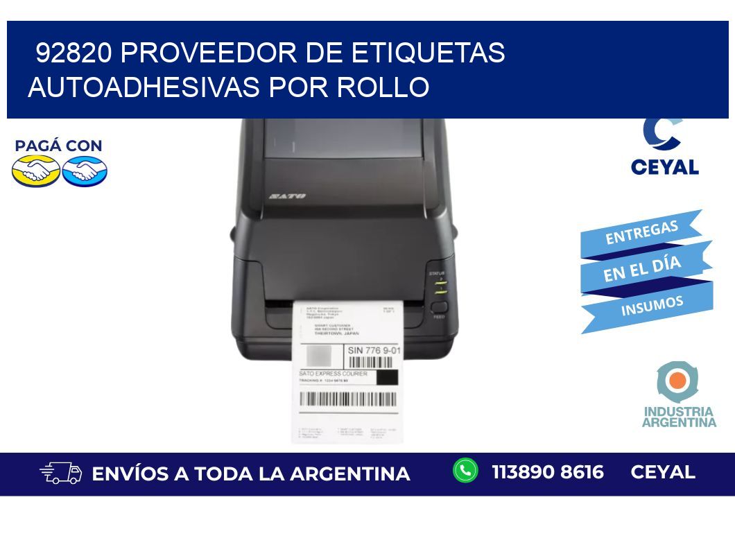 92820 proveedor de etiquetas  autoadhesivas por rollo