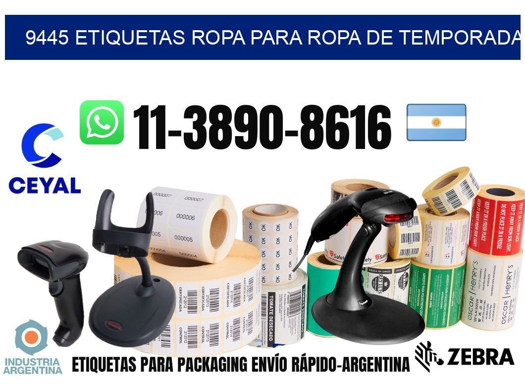 9445 Etiquetas ropa para ropa de temporada