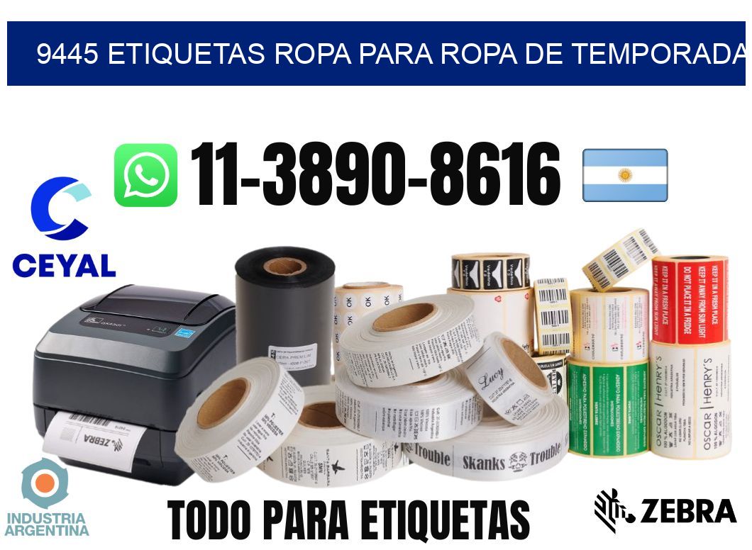 9445 Etiquetas ropa para ropa de temporada
