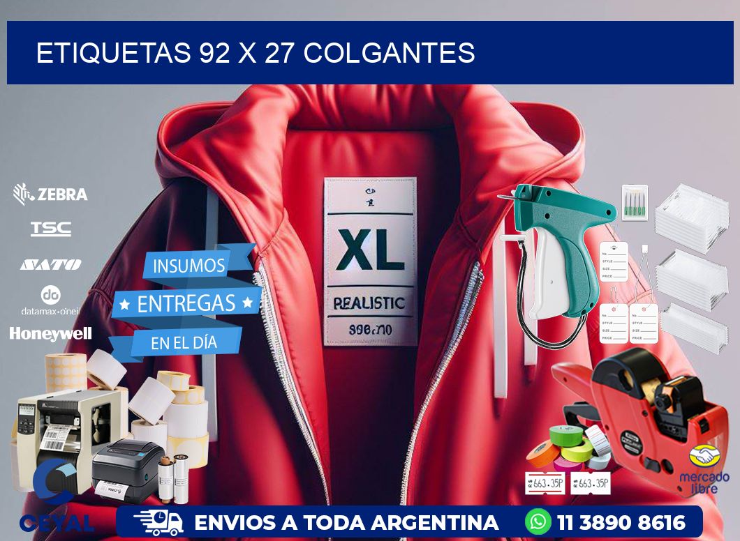 etiquetas 92 x 27 colgantes