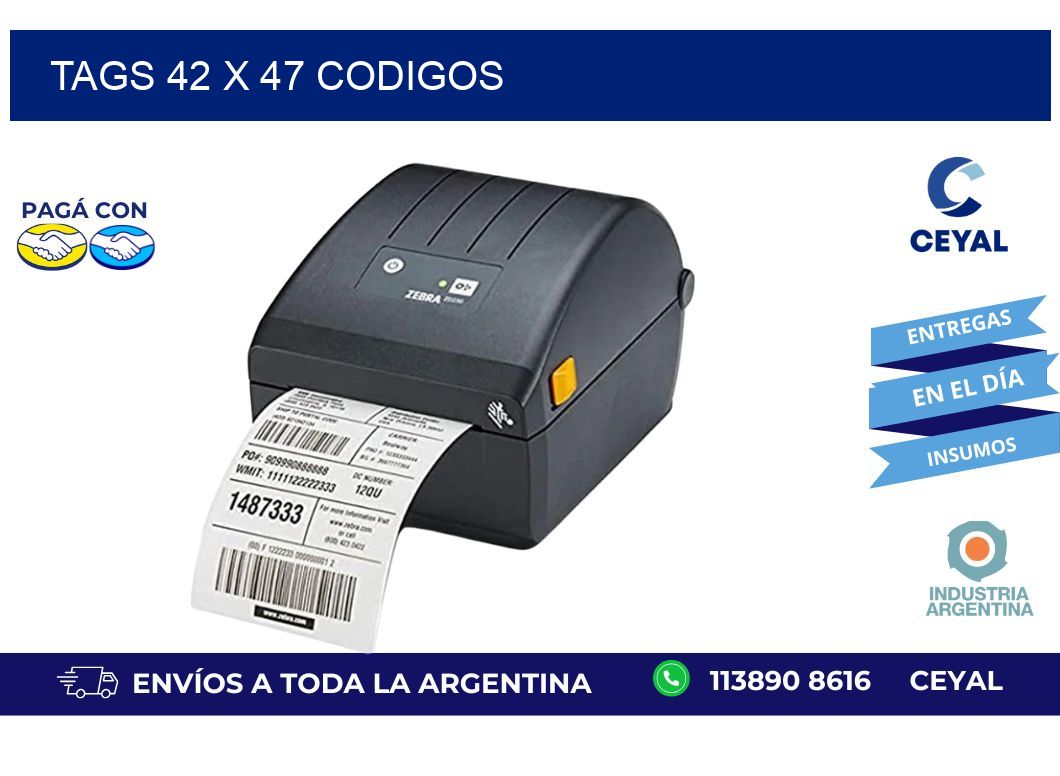 tags 42 x 47 codigos