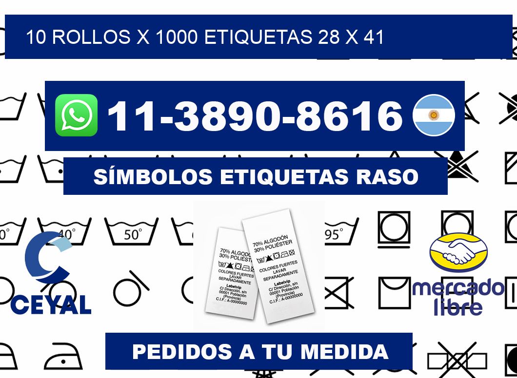 10 rollos x 1000 etiquetas 28 x 41