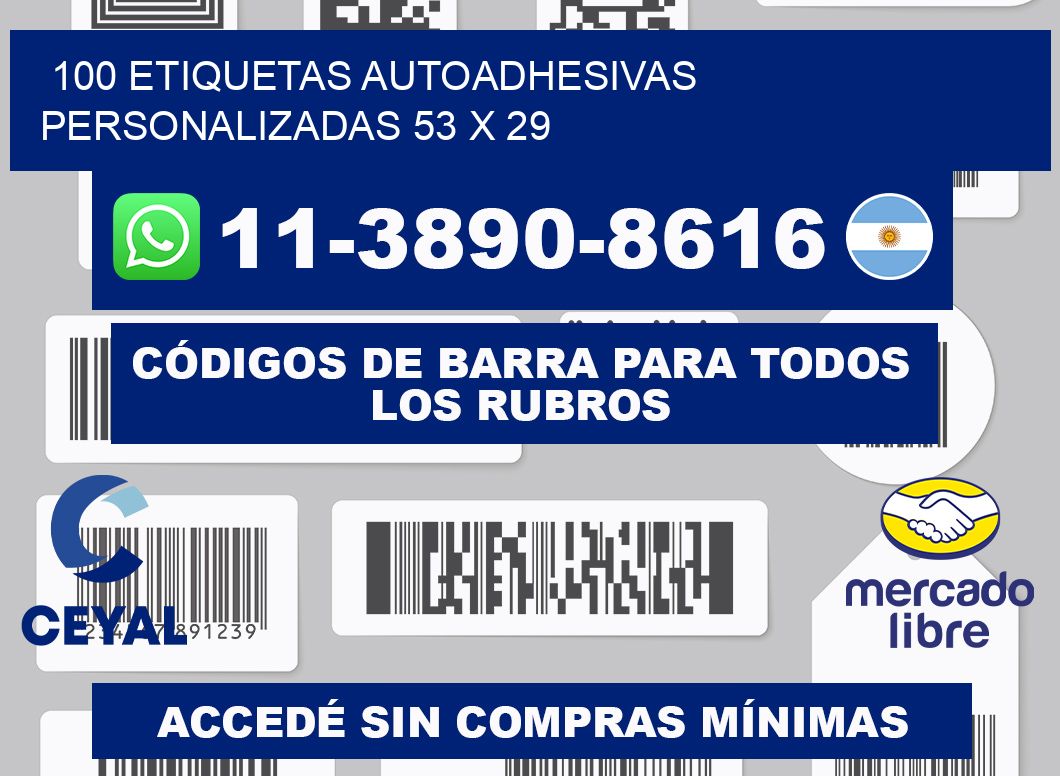 100 Etiquetas autoadhesivas personalizadas 53 x 29