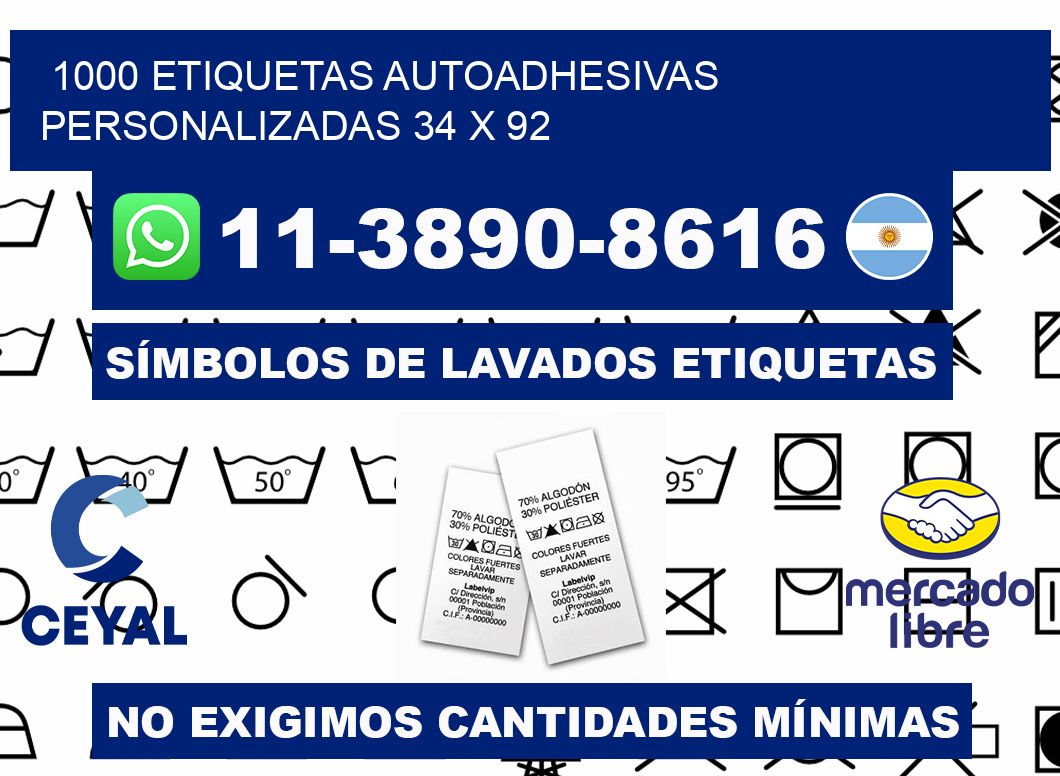 1000 Etiquetas autoadhesivas personalizadas 34 x 92