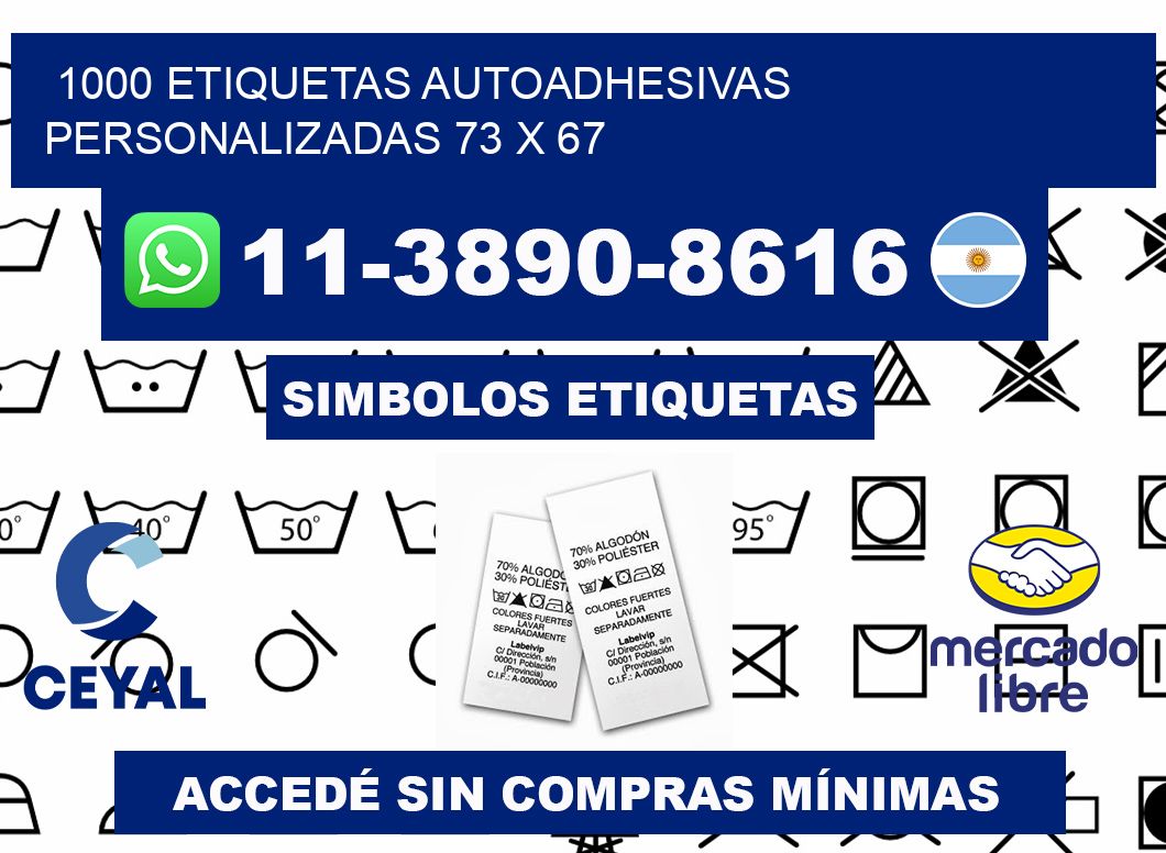 1000 Etiquetas autoadhesivas personalizadas 73 x 67