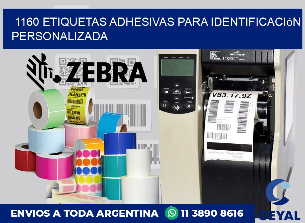1160 Etiquetas adhesivas para identificación personalizada