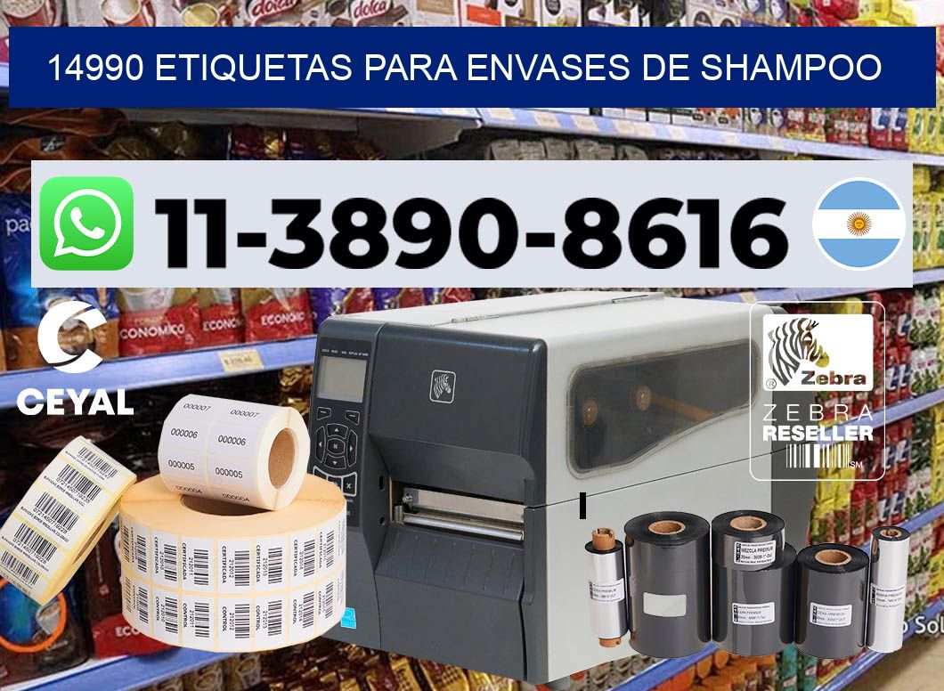 14990 Etiquetas para envases de shampoo