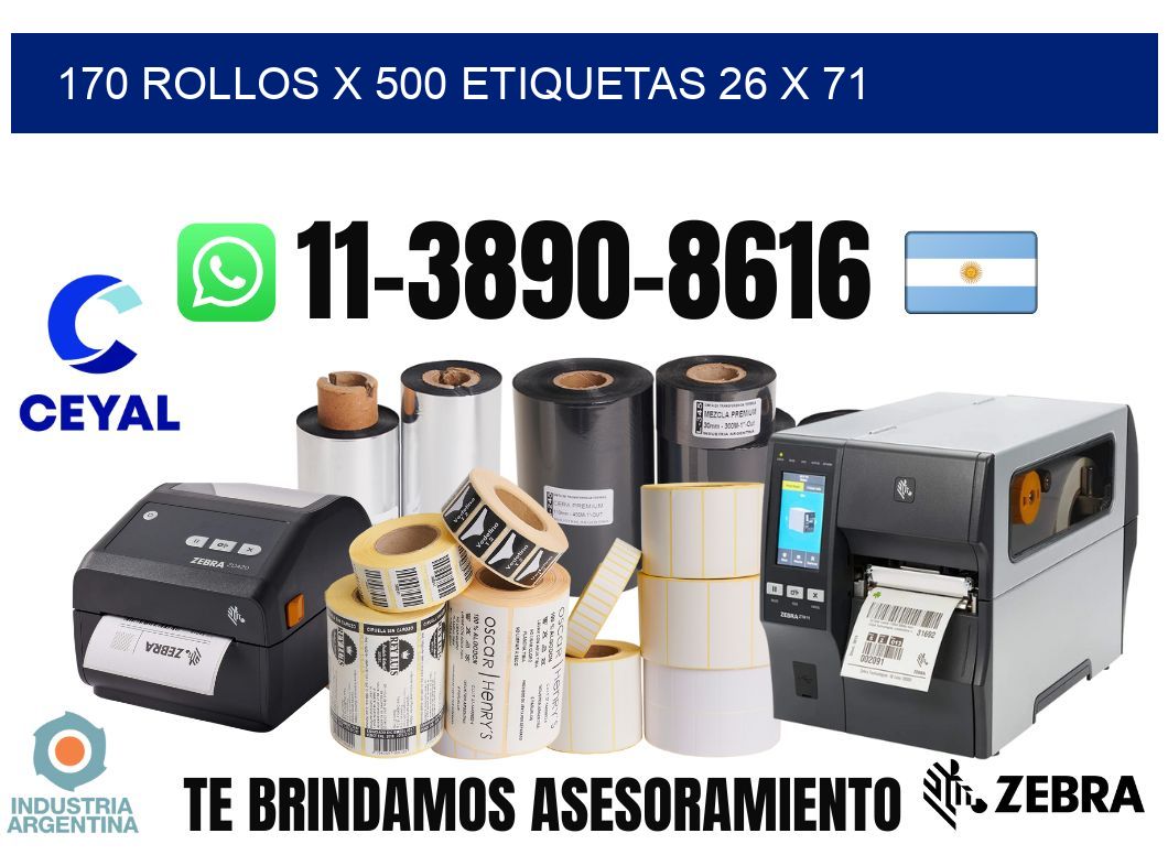 170 rollos x 500 etiquetas 26 x 71