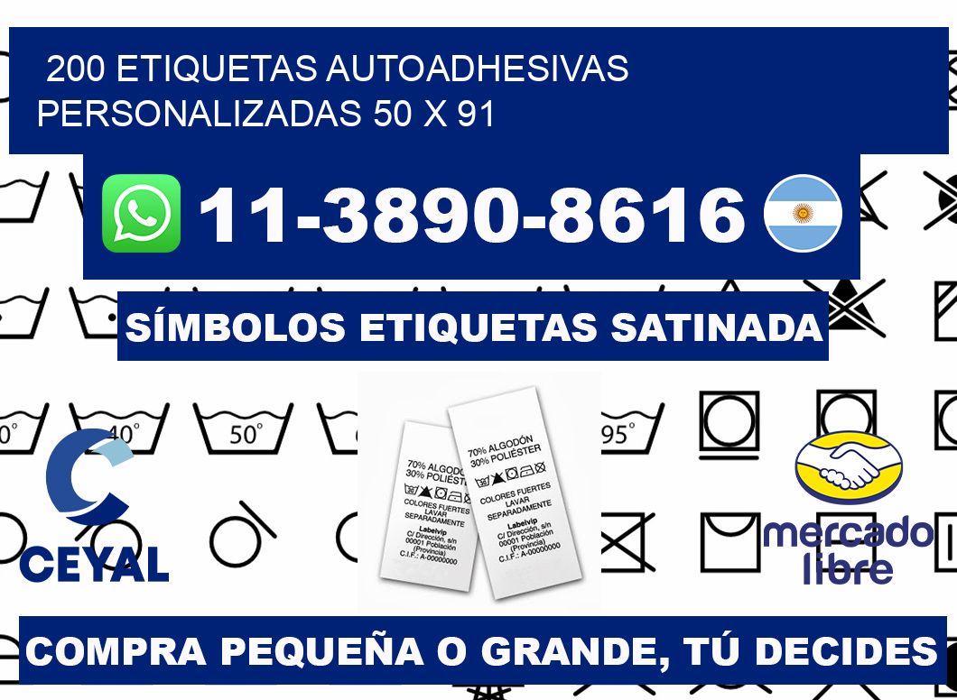 200 Etiquetas autoadhesivas personalizadas 50 x 91