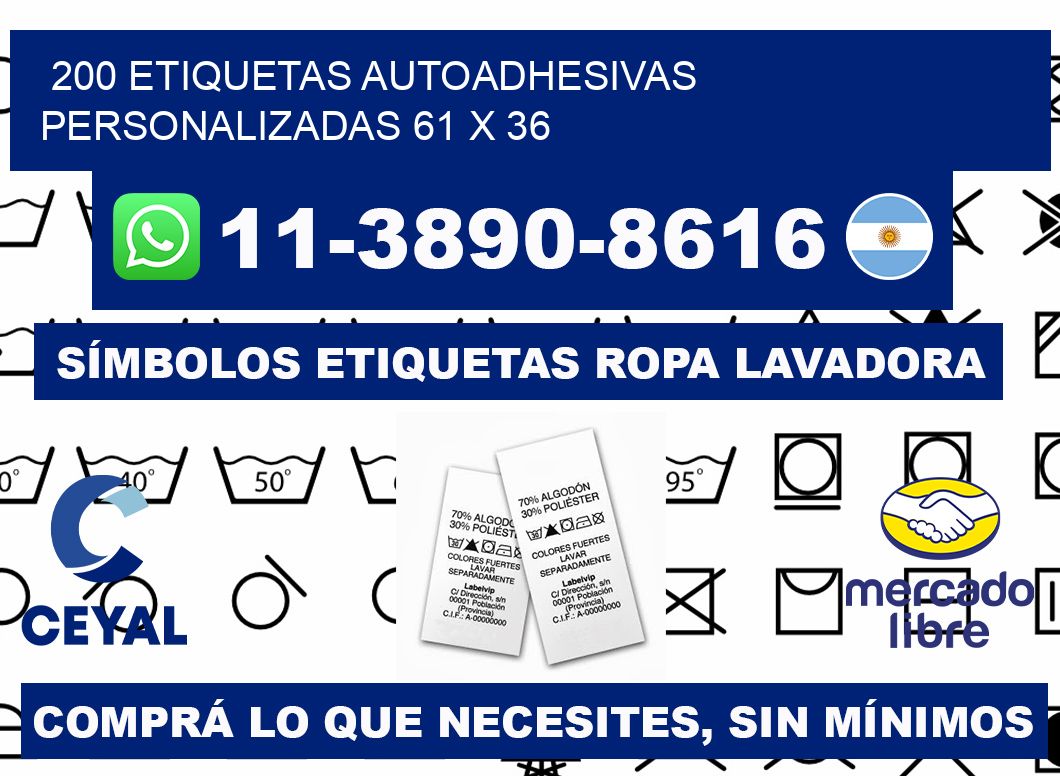 200 Etiquetas autoadhesivas personalizadas 61 x 36