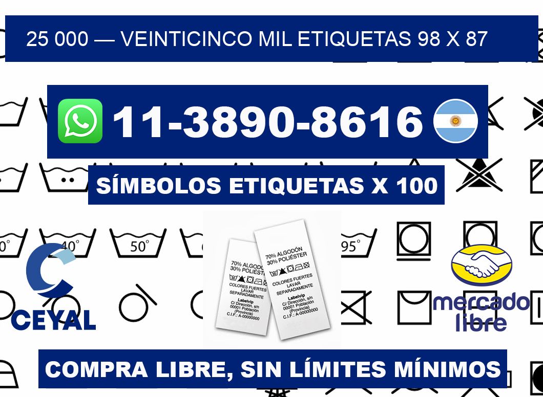 25 000 — veinticinco mil etiquetas 98 x 87