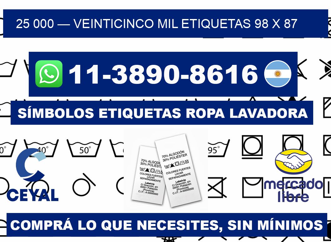 25 000 — veinticinco mil etiquetas 98 x 87