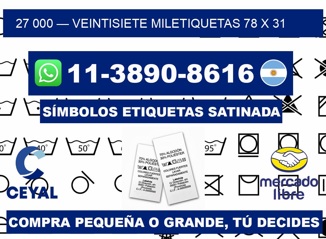 27 000 — veintisiete miletiquetas 78 x 31