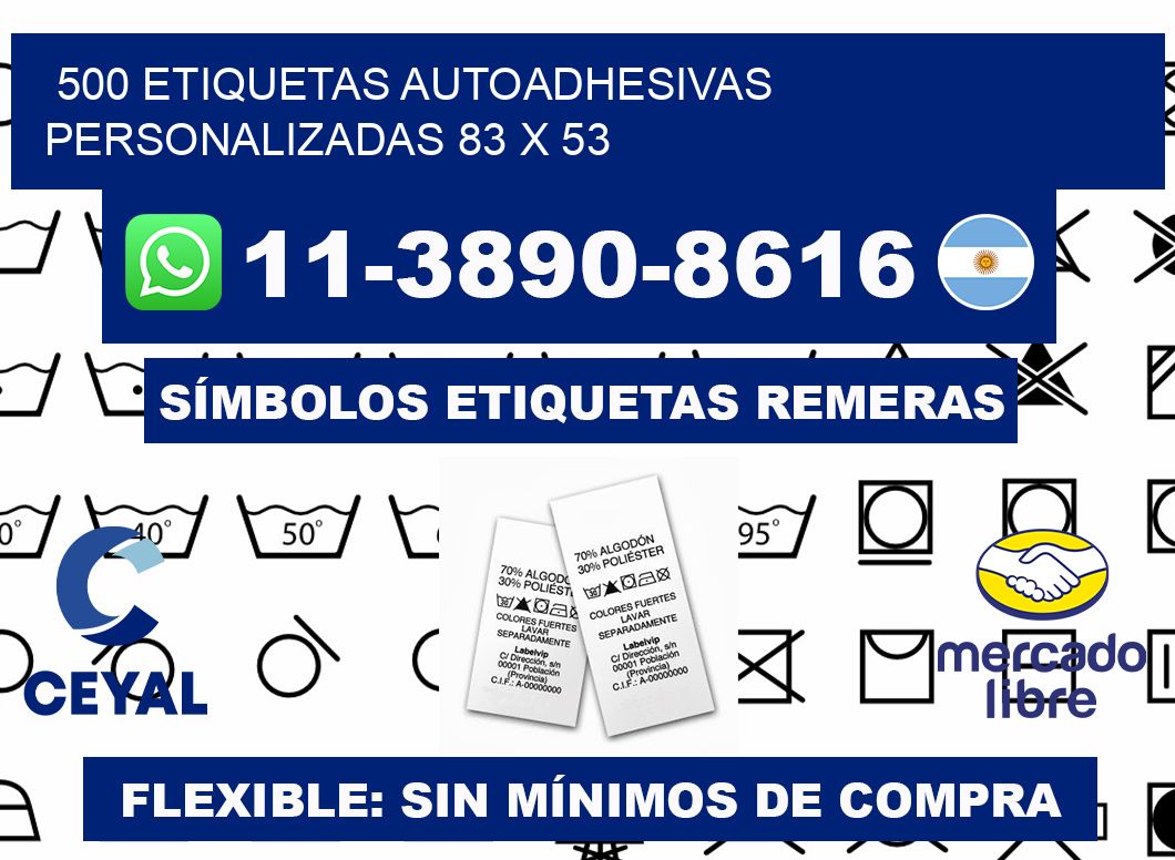 500 Etiquetas autoadhesivas personalizadas 83 x 53