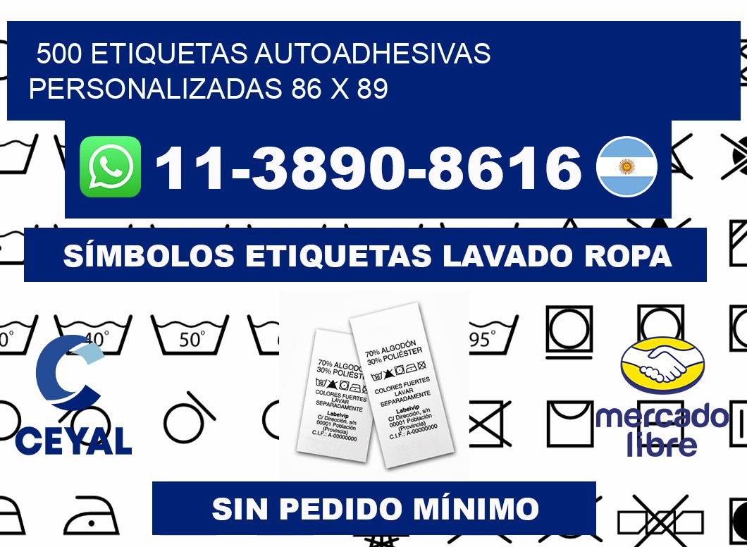 500 Etiquetas autoadhesivas personalizadas 86 x 89