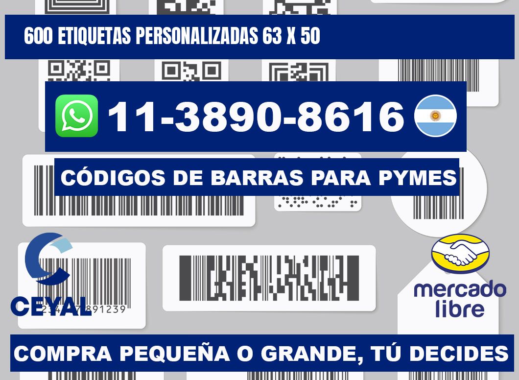 600 ETIQUETAS PERSONALIZADAS 63 x 50