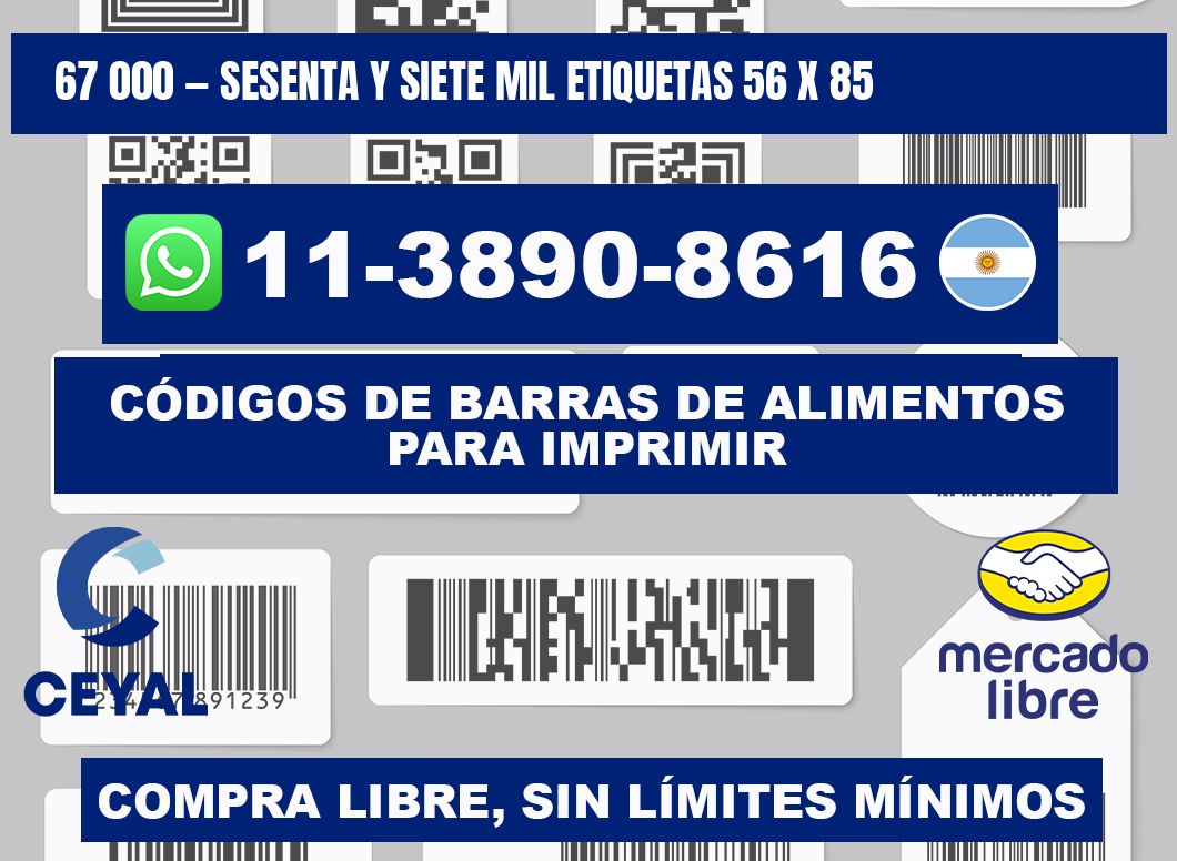 67 000 — sesenta y siete mil etiquetas 56 x 85