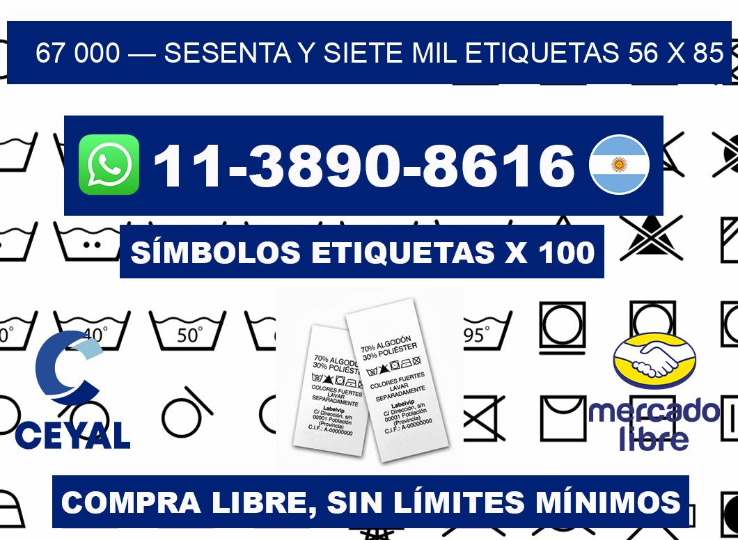 67 000 — sesenta y siete mil etiquetas 56 x 85
