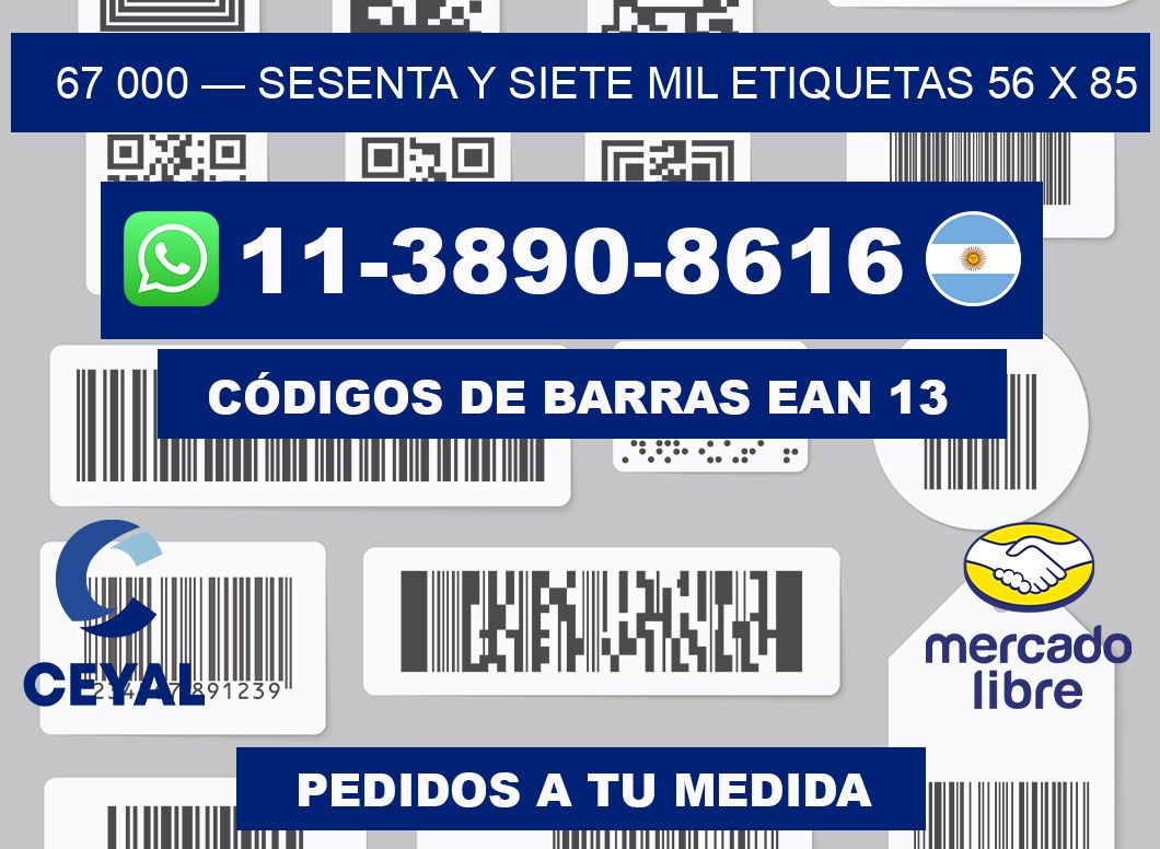 67 000 — sesenta y siete mil etiquetas 56 x 85
