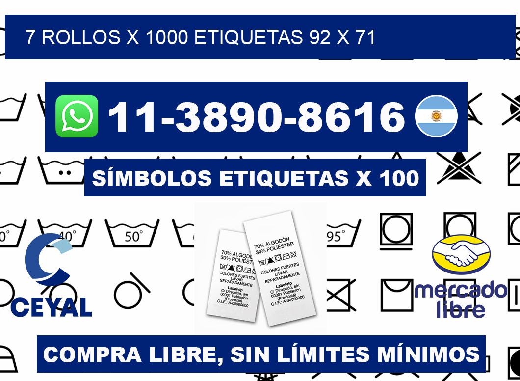 7 rollos x 1000 etiquetas 92 x 71