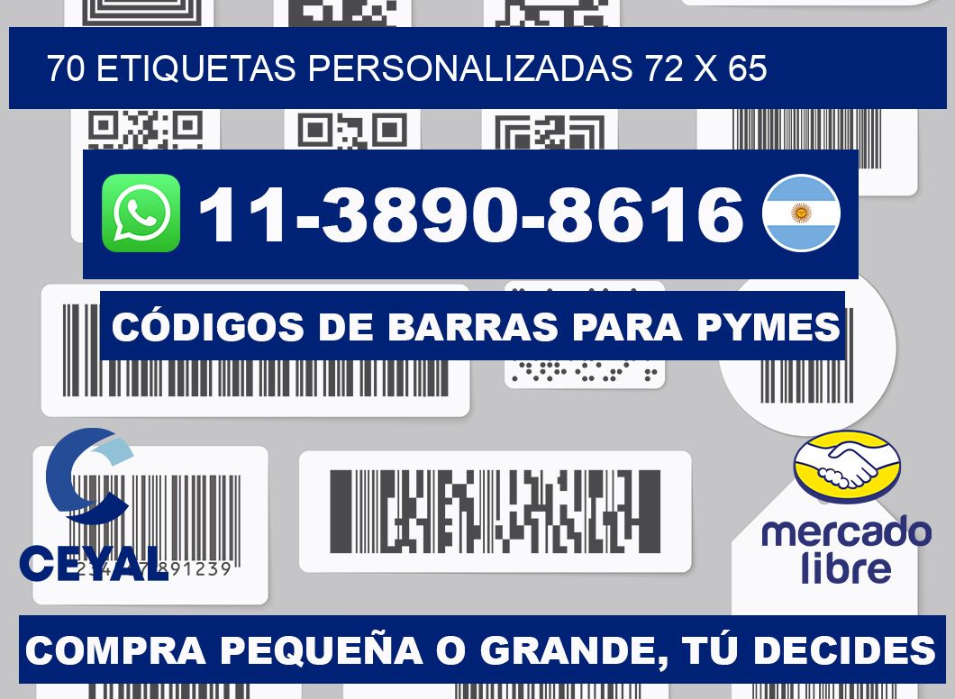 70 ETIQUETAS PERSONALIZADAS 72 x 65