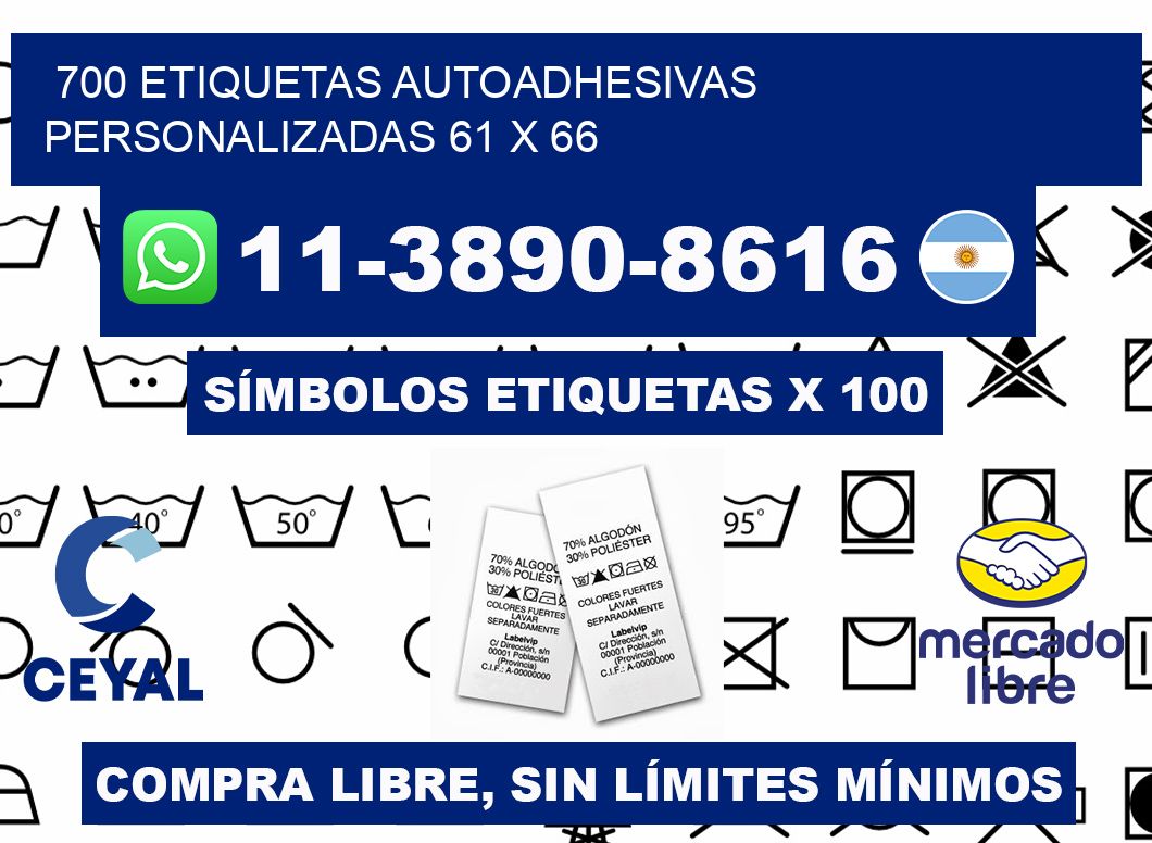 700 Etiquetas autoadhesivas personalizadas 61 x 66