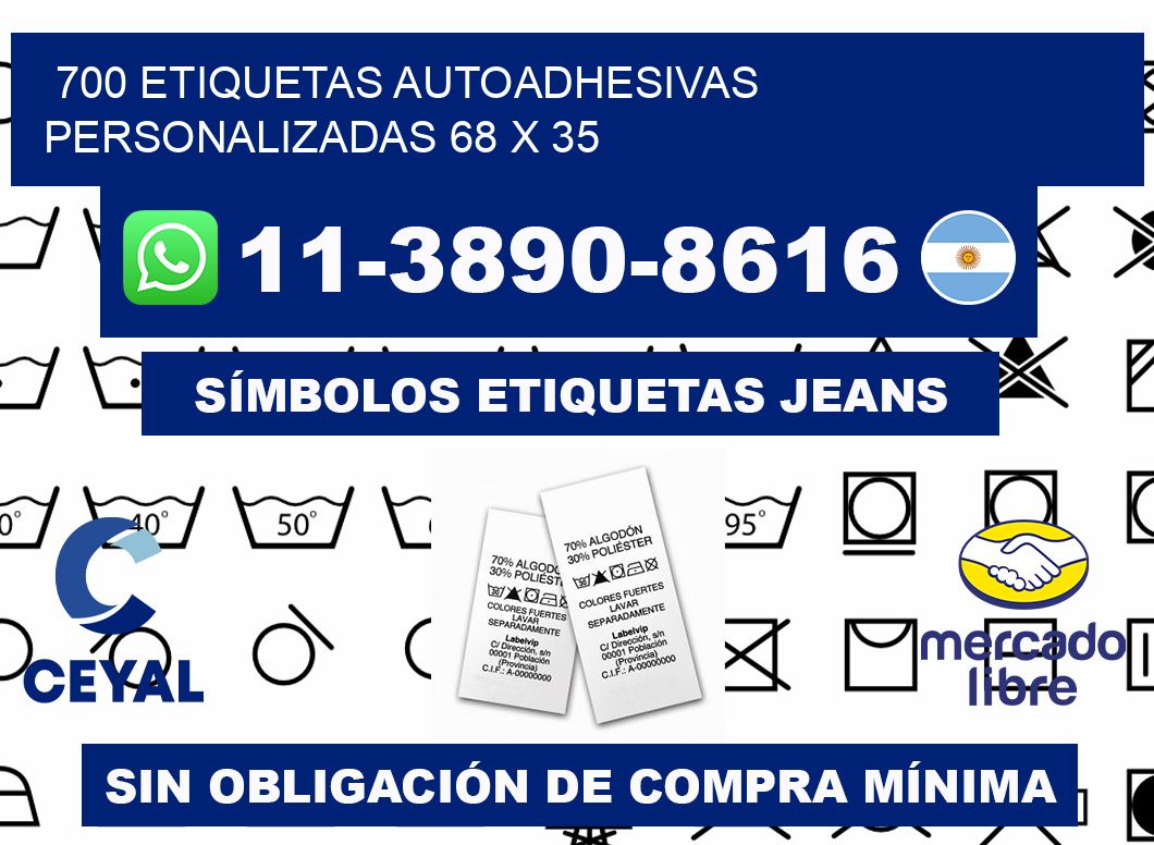 700 Etiquetas autoadhesivas personalizadas 68 x 35
