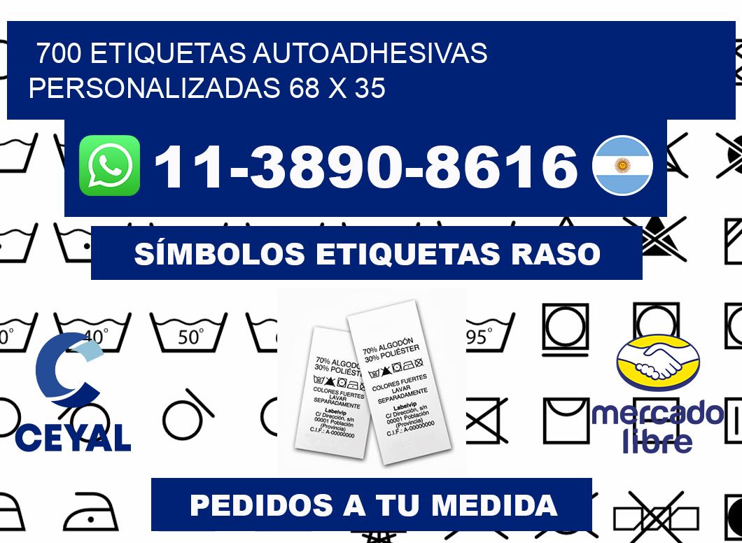 700 Etiquetas autoadhesivas personalizadas 68 x 35