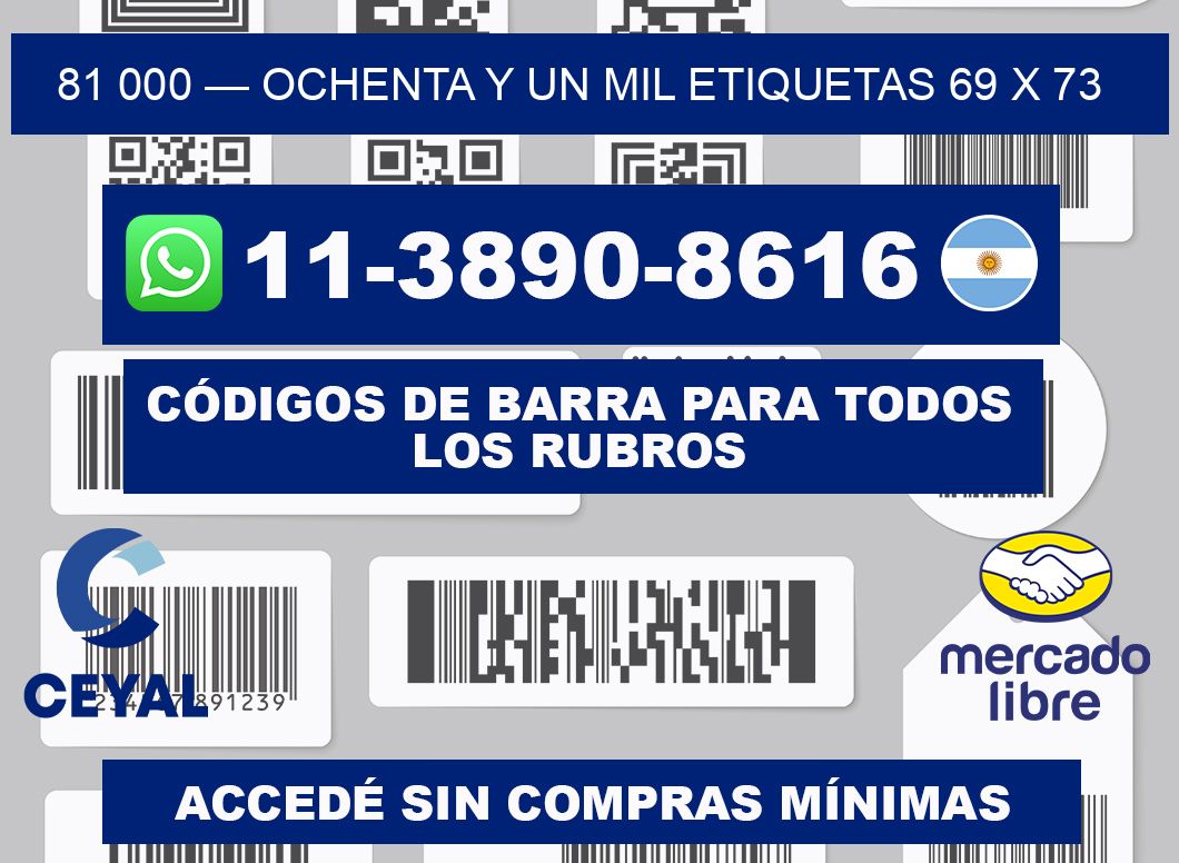 81 000 — ochenta y un mil etiquetas 69 x 73