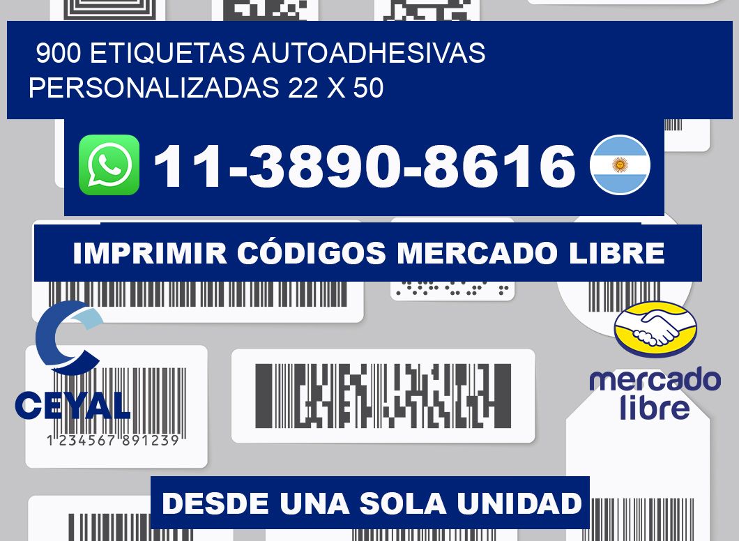900 Etiquetas autoadhesivas personalizadas 22 x 50