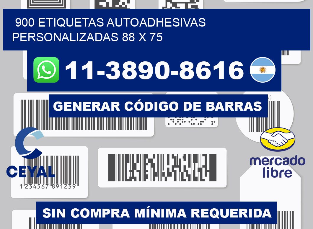 900 Etiquetas autoadhesivas personalizadas 88 x 75