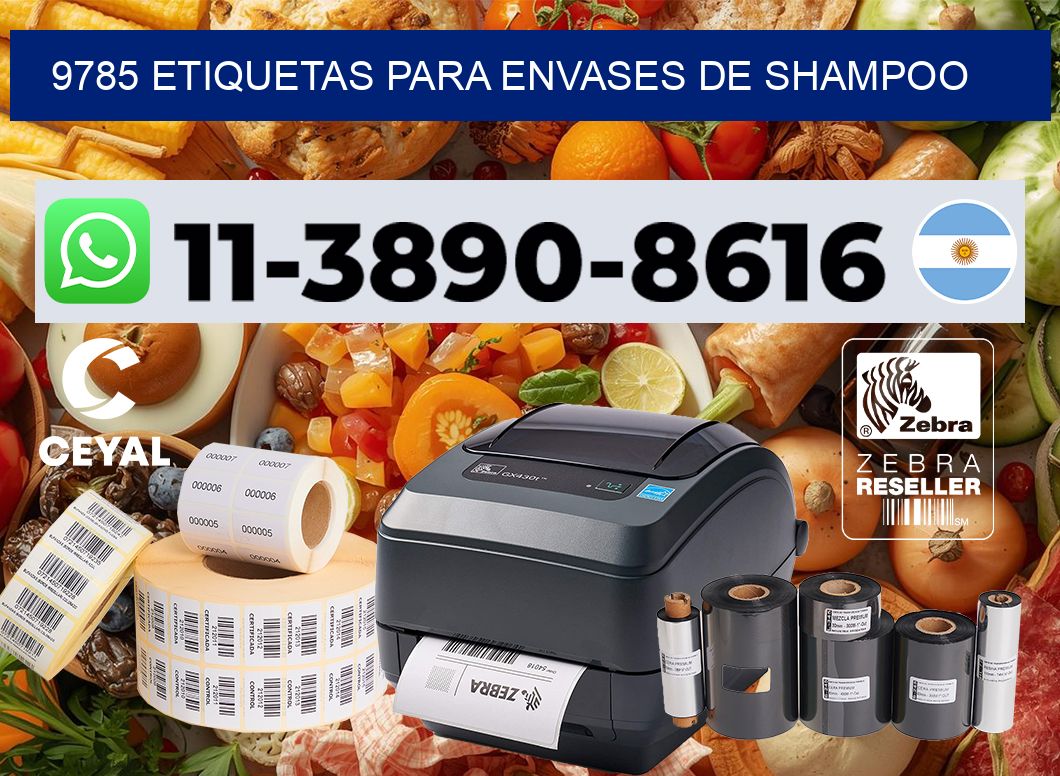 9785 Etiquetas para envases de shampoo