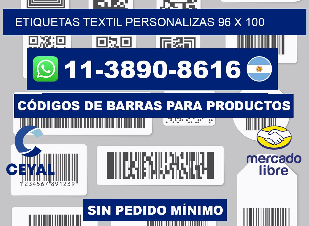 ETIQUETAS TEXTIL PERSONALIZAS 96 x 100
