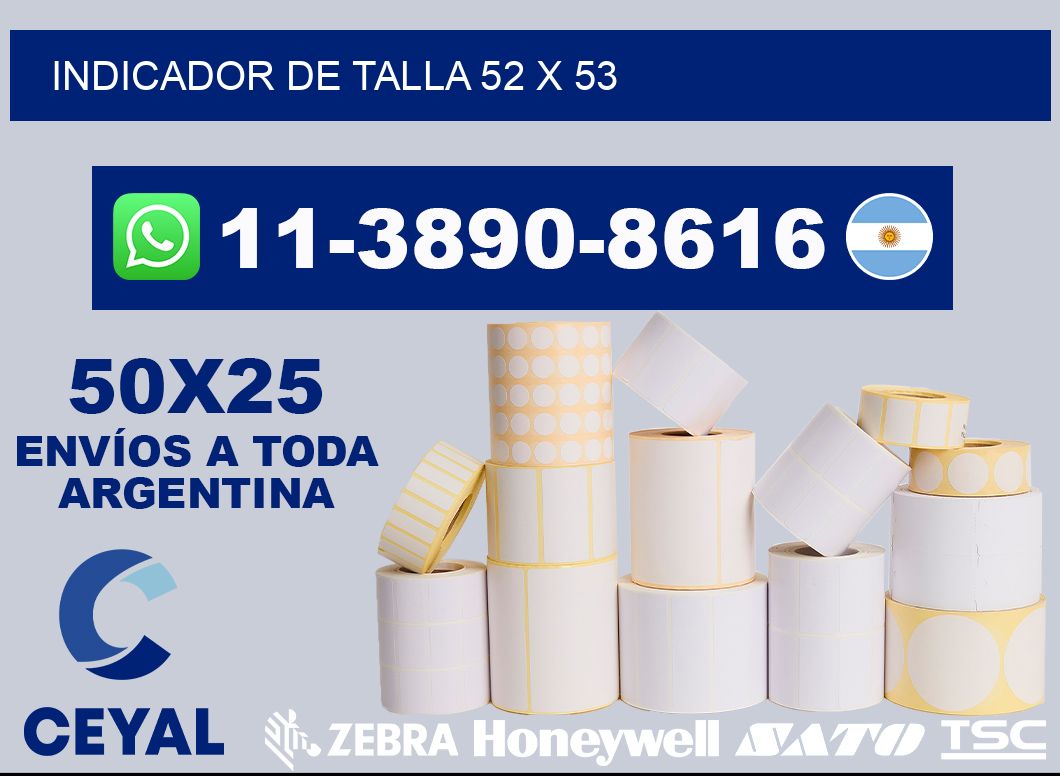 Indicador de talla 52 x 53