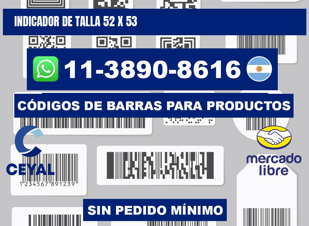 Indicador de talla 52 x 53