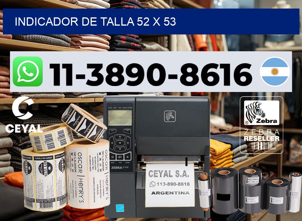 Indicador de talla 52 x 53